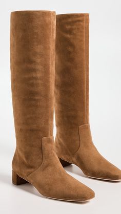 Loeffler Randall Indy Low Heel Tall Boots | Shopbop Suede Knee-high Heeled Boots With Leather Sole, Classic Closed Toe Boots With Suede Lining, Square Toe Calf Leather Boots With Suede Lining, Classic Suede Closed Toe Boots, Classic Suede Closed-toe Boots, Suede Almond Toe Boots With Branded Heel Counter, Classic Brown Suede Heeled Boots, Classic Almond Toe Heeled Boots With Suede Lining, Classic Heeled Boots With Suede Lining And Round Toe