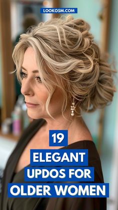 Elegant Updos for Every Age: 19 Stylish Choices for Older Women Formal Hair Styling, How To Do Hair Updos For Medium Hair, Wedding Hair Updo Medium Length, Mother Of The Bride Hair With Extensions, Elegant Updo For Wedding, Wedding Updo With Pins, Up Do Hairstyles Medium Length Hair, Hairstyles For Grandmother Of The Bride, Mom Of Groom Hair