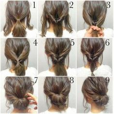 peinados-de-fiesta-simples-mujer-con-pelo-medio-tutorial-simple-fácil-de-hacer Messy Updo Tutorial, Face Remedies, Braided Buns, 5 Minute Hairstyles, Morning Hair, Fall Hairstyles, Fishtail Braid, Work Hairstyles