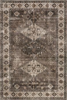 an area rug with brown and beige colors