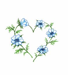 blue flowers arranged in the shape of a heart