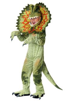 a man in a dinosaur costume is standing