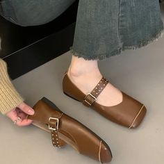 LBSFY - Ballet Dance Flats Women Loafer Shoes Square Toe Dress Shallow Soft Shoes 2024 Fashion Cozy Designer Spring Casual Femme Shoes Beaded Shoes, Mid Heel Shoes, Loafer Shoes Women, Womens Mary Janes, Loafer Slippers, Mary Jane Shoes Womens, Soft Shoes, Super High Heels, 2024 Fashion