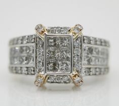 a white and yellow gold ring with two rows of diamonds