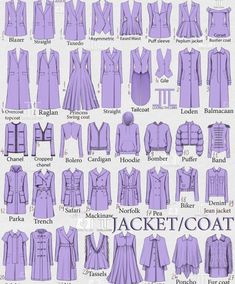 an image of different types of jackets and coats