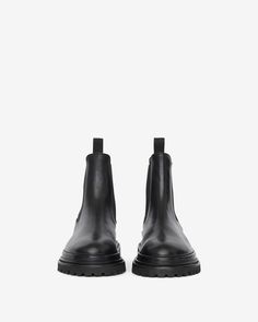 Castay Chelsea Boots Woman black | ISABEL MARANT Official online store Chelsea Boots Woman, Flat Black Boots, Black Flat Boots, Ankle Combat Boots, Flat Shoes Men, Combat Style, Boots Woman, Black Order, Chelsea Boots Women