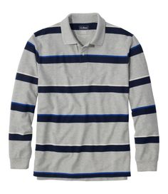 Our long-sleeve striped polo shirt is practically invincible ­- it won't wrinkle, fade, shrink or pill. Trust us, we've tried. Traditional Fit: Relaxed through the chest, sleeve and waist. Supersoft cotton pique-knit allows air to circulate. Machine wash and dry. Printed label for added comfort. Imported. | Men's Premium Double L® Polo, Long-Sleeve Without Pocket, Stripe, Cotton Striped Long Sleeve Polo Shirt, Casual Long Sleeve Striped Polo Shirt, Casual Striped Long Sleeve Polo Shirt, Us Polo Shirts Men, Polo Shirts Men, Us Polo, Striped Polo Shirt, Men's Shirts, Printing Labels