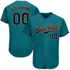 a teal baseball jersey with the name and number, yourname 00 on it