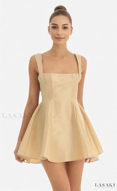 Lasaky - Fashionable Woven Waist-Tied Bow Strap Dress Princess Dresses, Dress A Line, Sling Dress, Sleeves Clothing, Dress Spaghetti, Satin Mini Dress, Spaghetti Strap Dresses, Glamorous Evening Gowns, Swing Dress