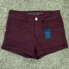 Brand New Burgundy American Eagle Outfitters Jean Shorts. Stretchy Denim And Hi Rise. Size 10 Casual Burgundy Shorts, Summer Cotton Bottoms In Burgundy, Summer Cotton Burgundy Bottoms, Burgundy Cotton Bottoms For Summer, Casual Burgundy Bottoms Short Length, Trendy Burgundy Bottoms For Summer, Burgundy Shorts For Summer, Summer Burgundy Cotton Bottoms, Casual Burgundy Short Bottoms