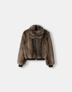 Faux fur jacket with contrast leather effect detail - Jackets and blazers - Women | Bershka Luxury Fur Coat With Faux Fur Trim For Fall, Shearling Fur Coat With Faux Fur Trim For Fall, Luxury Fall Outerwear With Faux Fur Lining, Luxury Biker Jacket With Faux Fur Trim For Fall, Luxury Fall Fur Coat With Faux Fur Trim, Luxury Mink Outerwear With Faux Fur Lining, Faux Fur Trim Shearling Coat For Fall, Luxury Outerwear With Faux Fur Trim, Chic Faux Fur Leather Jacket With Trim