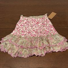 Brand New, Adorable Skirt. Waist - 11 Inches Top Of Skirt To Bottom Of Ruffle - 17.5 Inches Rcb Pink Ruffle Skirt, Hemant And Nandita, Quirky Fashion, Pink Ruffle, Ruffle Skirt, Lookbook Outfits, 11 Inches, Pretty Outfits, Floral Skirt