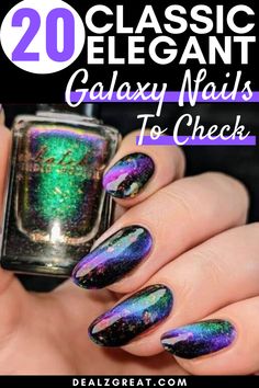 Galaxy nail art will make your nails appear out of this planet. Galaxy nails are inspired by space and may include stars, planets, etc . It's an exciting manicure trend that's perfect for anybody who likes space, sci-fi, or beautiful nail art. We collected 20 of the most fabulous galaxy nails to show you how beautiful they can look. There are glittery nails, vivid planets, beginning constellations, and other items. There are many methods for creating galaxy art.#galaxynails#acrylicnails#space Galaxy Nail Designs, Galaxy Nail, Galaxy Nail Art, Glittery Nails, Galaxy Nails, Summer Acrylic Nails, Galaxy Art, Nail Art Ideas, Beautiful Nail Art