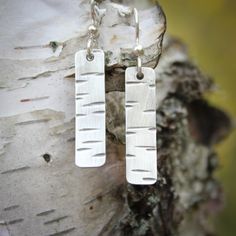 Michigan Jewelry, Pebble Jewelry, Petoskey Stone, Birch Bark, Silver Dangle Earrings, Sterling Silver Dangle Earrings, Simple Elegance, Silver Earrings Dangle, Blue Earrings