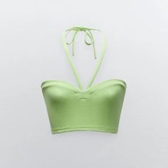 Zara Green Crop Top. New With Tags. Size Medium Zara Casual Fitted Halter Top, Zara Fitted Casual Halter Top, Casual Fitted Zara Halter Top, Zara Summer Halter Neck Tops, Trendy Zara Halter Top For Spring, Zara Fitted Green Crop Top, Zara Spring Halter Neck Top, Zara Casual Halter Top For Spring, Zara Halter Neck Top For Spring