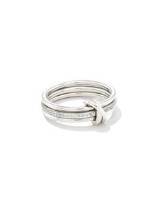 Featuring a triple-stacked band, the Tia Sterling Silver Band Ring in White Sapphire adds texture and sparkle with its modern design and pavé eternity band. Designed to last, wear with everything from your everyday rings to your most elevated occasion pieces. Stacked Silver Rings, White Gold Ring Stack, Everyday Diamond Ring, Dainty Silver Rings, Silver Ring Stack, Jewelry Rings Silver, Triple Band Ring, Silver Jewlery, Unique Silver Rings