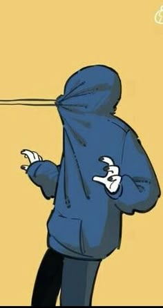 a person in a blue hoodie is holding a string