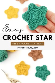 crochet star is shown with the text easy crochet star free pattern