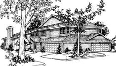 this is an artist's rendering of the front elevation of these houseplans