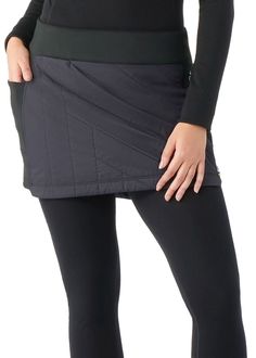 Fit & Design: Women’s regular fit skirt 60g proprietary insulation Stretchy knit panels at waist and sides Fitted with a mid-rise waist Drop-in pockets on side panels Additional Details: Wind-resistant recycled nylon with DWR Fit Skirt, Fitted Skirt, Side Panels, Outdoor Apparel, Panel Siding, Large Black, Insulation, Mid Rise, Skirt