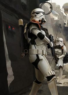 star wars scene with stormtroopers and troopers