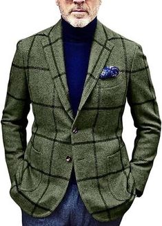 Men's Slim Fit Notched Collar 2 Button Plaid Business Dress Suit Blazer Jacket | eBay Casual Semi-formal Sport Coat With Single Button, Semi-formal Long Sleeve Sport Coat With Buttons, Spring Sport Coat With Button Closure, Semi-formal Sport Coat With Button Closure For Spring, Semi-formal Spring Sport Coat With Button Closure, Fall Semi-formal Button-up Sport Coat, Casual Semi-formal Blazer For Fall, Casual Sport Coat With Notch Lapel And Button Closure, Semi-formal Sport Coat With Button Closure