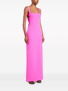 Solace London Joni Crepe Maxi Dress - Farfetch Pink Party Maxi Dress With Straight Neckline, Pink Maxi Dress With Straight Neckline For Evening, Pink Square Neck Maxi Dress For Evening, Sleeveless Pink Maxi Dress With Side Slits, Pink Sleeveless Maxi Dress With Side Slits, Bohemian Wedding Guest, Crepe Maxi Dress, Solace London, Wedding Guest Looks