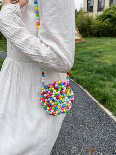 BirdinBag - Stylish Mini Colorblock Beaded Crossbody Bag Multicolor Summer Bags With Colorful Beads, Multicolor Beaded Crossbody Shoulder Bag, Trendy Multicolor Beaded Bags, Trendy Multicolor Beaded Shoulder Bag, Beaded Crossbody Bag, Crochet Lion, Circle Bag, Handmade Jewelry Tutorials, Beaded Bag