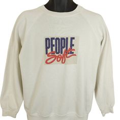 PeopleSoft Software Sweatshirt Vintage 90s Financial Management Made In USA Mens Size Medium Condition: pre-owned, worn and faded, distressed, discolored, slim vintage fit, tag says large but measures like a medium Measurements: Collar to hem: 25 inches Collar to cuff: 27 inches Underarm to underarm: 22 inches International Buyers - Please Note: Import duties, taxes, and charges are not included in the item price or shipping cost. These charges are the buyer's responsibility. Please check with your country's customs office to determine what these additional costs will be prior to buying. Vintage Distressed Cotton Sweatshirt, Vintage Cotton Distressed Sweatshirt, Vintage Crew Neck T-shirt Relaxed Fit, Vintage Distressed Crew Neck Sweatshirt, Vintage Relaxed Fit Crew T-shirt, Vintage Sweatshirt With Text Print In Relaxed Fit, Vintage Text Print Sweatshirt In Relaxed Fit, Retro Cotton Sweatshirt With Screen Print, Retro Cotton Sweatshirt With Logo Print