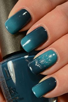 Teal Nail Designs, Make Up Gold, Ombre Nail Art Designs, Green Nail, Nail Art Ombre, Blue Nail, Gradient Nails