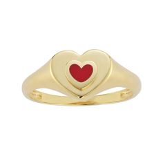 Accessorize in style with this LUMINOR GOLD 14k Gold Enamel Heart Signet Ring. Click on this JEWELRY & WATCHES GUIDE to learn about fit, styles, materials and more! Accessorize in style with this LUMINOR GOLD 14k Gold Enamel Heart Signet Ring. Click on this JEWELRY & WATCHES GUIDE to learn about fit, styles, materials and more! FEATURES Width: 1.5 mm - 8 mm Shank style: stackable Nickel free Metal: 14k gold Plating: 14k gold Finish: polished Packaging: velvety pouch Imported Gender: female. Age Heart Signet Ring, Gold Enamel, Stackable Rings, Signet Ring, Womens Jewelry Rings, Gold Plating, Gold Finish, In Style, Gender Female