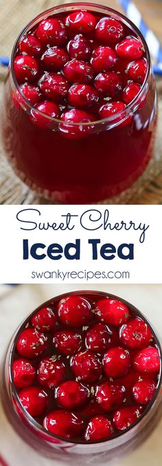 sweet cherry iced tea in a glass bowl