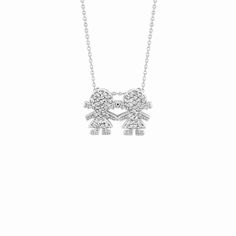 Pave Style Code# N5175WD_NK Chain: 16 inches or 18 inches Setting: Pave Dimensions: 7/16 inch in height, 5/8 inch in width Diamond 1: Diamond Shape 1: Round Qty of Diamond 1: 64 Setting 1: Pave Total Dia Weight: 0.32 Clarity: SI2 Color: G-H Gold Karat: 14K Color 2: White Approxe WT Grams: 3.10 Girls Necklace, Diamond Jewelry Store, Rose Gold Chain, 2 Girl, Girls Necklaces, Best Diamond, Diamond Shape, Color 2, Diamond Shapes