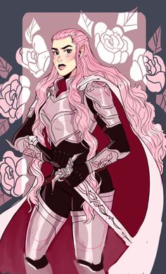 Pink Dnd Character, Pricklyalpaca Art, Feminine Armor, Prickly Alpaca, Decora Art, Barbie Cosplay, Magical People, Dnd Inspiration, Art Concepts