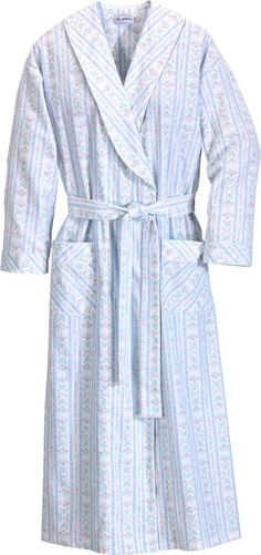 Spring Cotton Robe For Bedtime, Cotton Spring Robe For Bedtime, Spring Cotton Bedtime Robe, Classic Long Sleeve Robe For Daywear, Classic Spring Sleepwear For Bedtime, Fitted Cotton Robe For Daywear, Flannel Robe, Vermont Country Store, Dressing Gowns