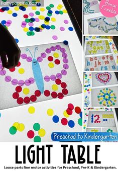 the light table is made with colored dots and paper plates to make it look like a butterfly