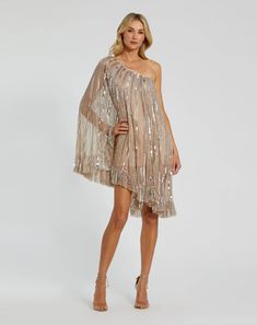 Mac Duggal Kaftan style One shoulder neckline Approx. 40" from top of shoulder to bottom hem Fully lined through body Available in black and nude silver Style #23013 Silver Off-shoulder Dress, Silver Off-shoulder Party Dress, Festive Fitted Off-shoulder Dress, Festive One Shoulder Dress For Party, Festive One-shoulder Party Dress, Glamorous Silver One-shoulder Dress, Festive One-shoulder Evening Dress, Silver One-shoulder Dress, Festive One-shoulder Cocktail Dress