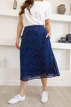 From a day in the office to enjoying an evening out with friends, show your fashion-forward side in the 'Annette' Skirt! This dainty detailed midi skirt is made from lightweight fabric to offer you all-day comfort and style. Pair the 'Annette' with your favorite tops, jackets, or sweaters for stunning look after look! Made Exclusively with you in mind! Self & Lining 100% Polyester Hand Wash Cold Do Not Bleach Hang to Dry Low Iron if Needed Do Not Dry Clean Fully Lined Model Height 5'7" | Wearing Outfit Ideas For Office, Top Outfit Ideas, Chiffon Midi Skirt, Friends Show, Skirt Top, Design Inspo, The Office, Fashion Forward, Midi Skirt