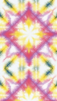 an abstract tie - dyed pattern in pink, yellow and blue