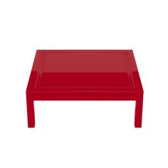 a red coffee table sitting on top of a white floor