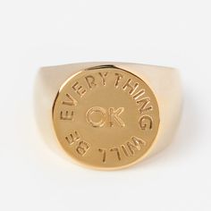 Everything Will Be Ok Pinky Signet Ring | Local Eclectic – local eclectic 14k Gold Signet Ring, Pinky Signet Ring, Everything Will Be Ok, Local Eclectic, Signet Ring Men, Yellow Gold Wedding Ring, Fancy Gifts, Personalized Ring, Gold Signet Ring