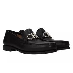 Salvatore Ferragamo Men's "Rolo" Black Leather Gancini Buckle Loafers W/Box And Dust Bags.. These Are One Of The Better Styles Of Ferragamo ,, The Non-Slip Rubber Inlay At The Soles Make These As Good As You Can Get Us Size 7.5 E/Wide- Listed As A 7 Eee , But They Will Fit True To Size As A Us 7.5 E/Standard Wide - Insole Length - 10.5" Leather Business Shoes With Horsebit Detail, Business Leather Shoes With Horsebit Detail, Leather Horsebit Business Shoes, Leather Horsebit Shoes For Business, Classic Black Loafers With Horsebit Detail, Leather Loafers With Horsebit Detail For Galas, Designer Formal Loafers With Rubber Sole, Leather Horsebit Loafers, Designer Loafers With Leather Sole For Galas