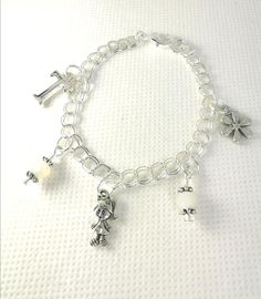 Birthday Gift for Girls - My First Charm Bracelet - Daughter Charm Bracelet - Jewelry for Children - Personalized Charm Bracelet - SCC1253This listing is for one 6 inch Silver Plated Charm Bracelet. For a larger or smaller sized chain, please include your desired size in a message to us upon checkout.Bracelet comes as pictured, including all charms (letter initial charm, little girl charm, 2 white bead charms, flower charm). For additional charms, please look through our selection here: https:// Cute Nickel-free Charm Bracelet For Friendship, White Charm Bracelet For Birthday, White Charms Bracelets For Birthday Gift, Cute Nickel-free Charm Bracelet For Birthday, Cute Silver Charm Bracelet For Birthday, Cute Nickel-free Bracelets For Birthday, Cute Silver Bracelet For Birthday Gift, Cute Silver Bracelet For Birthday, Cute Silver Bracelets For Birthday