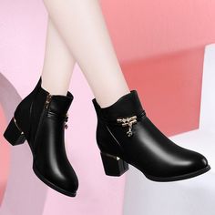 Women Genuine Sheepskin Leather Ankle Boots Casual Autumn Winter Thick High Heels New Chelsea Booties Shoes Korean Fashion M0124 Women Shoes Sheepskin Leather Short Boots Casual Autumn Winter Boots New Thick Heel Boots Korean Style Fashion Size : 34,35,36,37,38,39,40,41 Boot Type: Chelsea Boots Material : Sheepskin Leather Lining Material: (Autumn Style:Synthetic;Winter:Short Plush.) Heel Height : 5 CM Shaft Material: Sheepskin Leather Boot Height: Ankle Toe Shape: Round Toe Fashion Element: Zip Winter Formal Closed Toe Martin Boots, Formal Closed Toe Martin Boots For Winter, Ankle-high Platform Boots With Metal Feet For Winter, Faux Leather Boots With Metal Feet For Fall, Winter Martin Boots With Metal Feet And Round Toe, Fall Faux Leather Boots With Metal Feet, Winter Faux Leather Ankle Boot Heels, Formal Martin Boots With Round Toe, Faux Leather High Heel Boots With Metal Feet