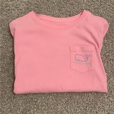 Very Cute Girls Vineyard Vines Long Sleeve Shirt! Basically Brand New! Pink Pre-shrunk Long Sleeve T-shirt, Cute Pink Cotton Shirt, Fun Long Sleeve Pink Shirt, Pink Long Sleeve Pre-shrunk T-shirt, Cute Pink Short Sleeve Shirt, Casual Pink Shirt With Pockets, Pink Fun Crew Neck Top, Fun Pink Crew Neck Top, Pink Pre-shrunk Shirt For Spring