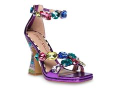 https://images.dsw.com/is/image/DSWShoes/527699_509_ss_01?impolicy=qlt-medium-high&imwidth=450&imdensity=2 Purple Shoes Heels, Blue By Betsey Johnson, Cowboy Shoes, Dance Heels, Purple Heels, High Heel Dress, Colorful Heels, Boots Square Toe, Embellished Heels