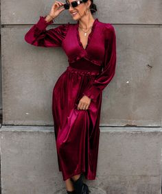 Elegant Long Dress, Design Skirt, Velvet Dress Long, Office Dresses For Women, Red Velvet Dress, Velvet Midi Dress, Solid Color Dress, High Quality Dress, Elegant Dresses Long