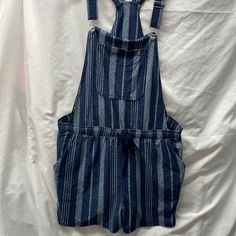 Nobo Soft 2 Pocket Elastic Waist Shorts Overall Are In New Nwt Never Worn Condition With Elastic And Pockets Sz 19 Summer Blue Overalls With Pockets, Blue Summer Overalls With Pockets, Beach Overalls With Pockets, Casual Beach Overalls, Blue Cotton Summer Overalls, Casual Cotton Overall Shorts, High Waist Blue Cotton Overalls, Casual Striped Overalls With Pockets, Blue Short Length Overalls For Summer