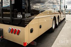 a large bus parked in a parking lot