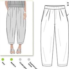 the front and back view of a woman's pants with measurements for each side